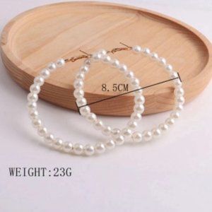 NWT White Imitation Pearl Hoop